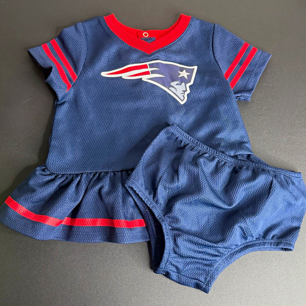 NFL Team Apparel New England Patriots Jersey Dress Set 6-12 Months Blue Red NFL